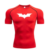 Bat Print Men’s Compression T-Shirt – Short Sleeve Tight Fit Gym & Running Top - 4 / XXL / CHINA