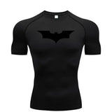 Bat Print Men’s Compression T-Shirt – Short Sleeve Tight Fit Gym & Running Top - 1 / S / CHINA