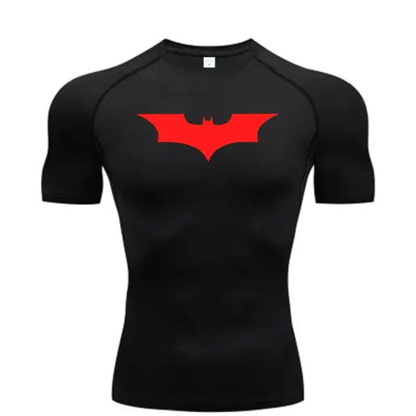 Bat Print Men’s Compression T-Shirt – Short Sleeve Tight Fit Gym & Running Top - 3 / S / CHINA