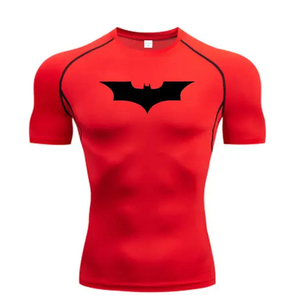 Bat Print Men’s Compression T-Shirt – Short Sleeve Tight Fit Gym & Running Top - 5 / S / CHINA