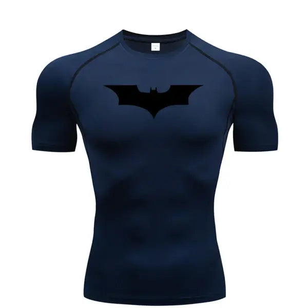 Bat Print Men’s Compression T-Shirt – Short Sleeve Tight Fit Gym & Running Top - 9 / XXXL / CHINA