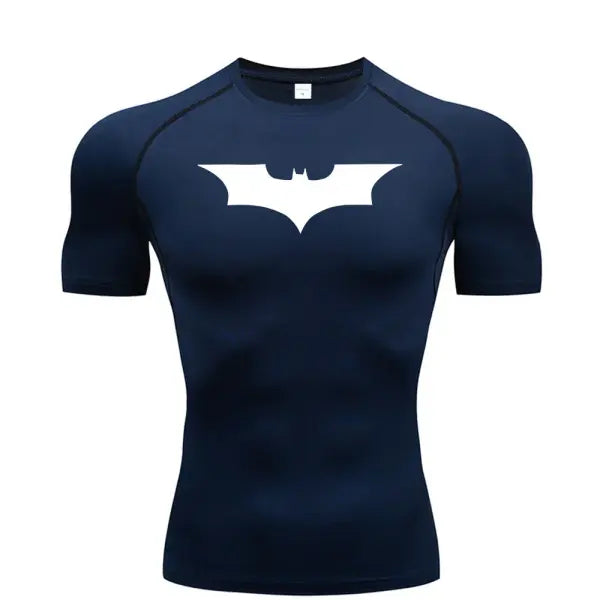 Bat Print Men’s Compression T-Shirt – Short Sleeve Tight Fit Gym & Running Top - 8 / S / CHINA