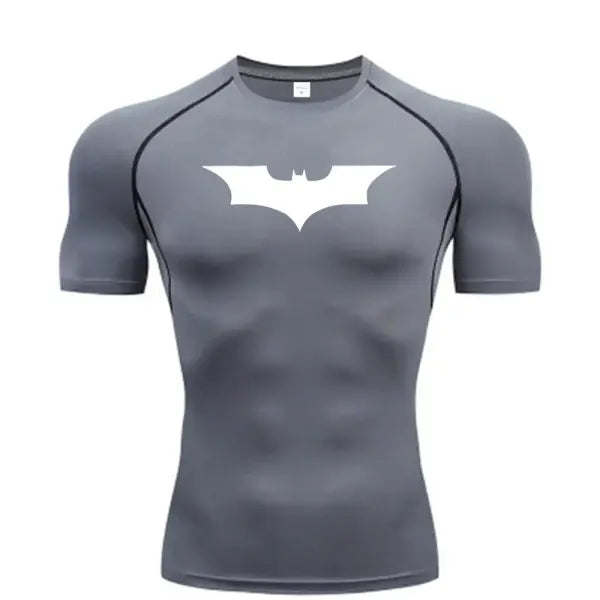 Bat Print Men’s Compression T-Shirt – Short Sleeve Tight Fit Gym & Running Top - 11 / S / CHINA