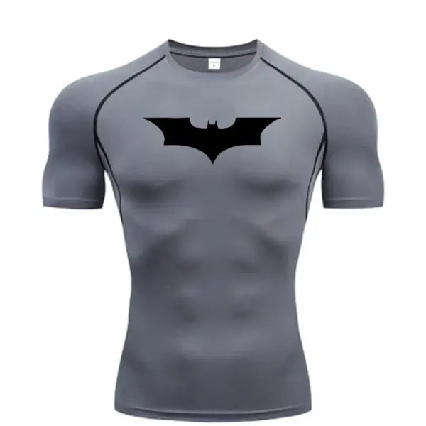 Bat Print Men’s Compression T-Shirt – Short Sleeve Tight Fit Gym & Running Top - 10 / S / CHINA