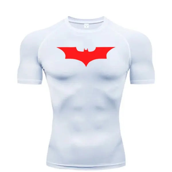 Bat Print Men’s Compression T-Shirt – Short Sleeve Tight Fit Gym & Running Top - 7 / L / CHINA