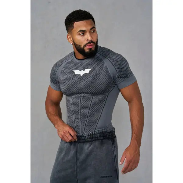 Batman Men’s Quick Dry Compression T-Shirt High Elastic Fitness Gym Top - grey / S