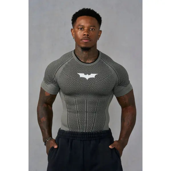 Batman Men’s Quick Dry Compression T-Shirt High Elastic Fitness Gym Top - grey green / L