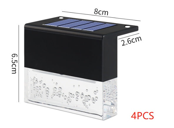 Waterproof New RGB LED Solar Light Step Fence Light - Black4PC