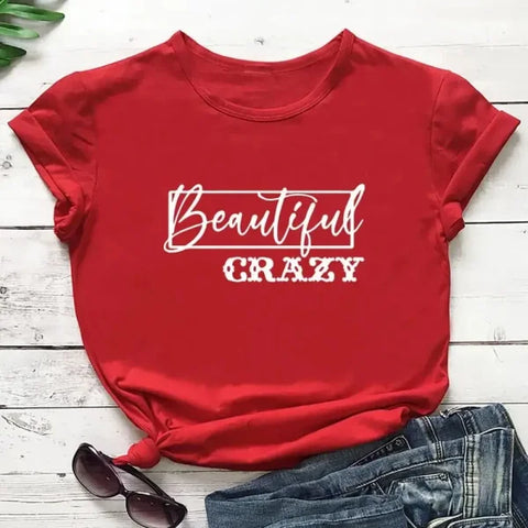 Beautiful Crazy Print Women’s T-Shirt – Funny Summer Casual Short Sleeve Top - FQ263Z Red / S