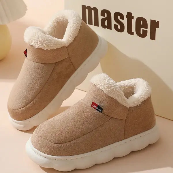 Bebealy New Winter Men Slippers Warm Cotton Shoes Men Indoor Fluffy Fuzzy Men Boots Outdoor Nonslip House Ankle Boots