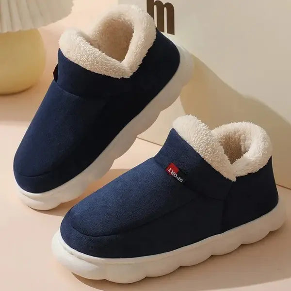 Bebealy New Winter Men Slippers Warm Cotton Shoes Men Indoor Fluffy Fuzzy Men Boots Outdoor Nonslip House Ankle Boots