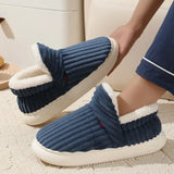 Bebealy New Winter Men Slippers Warm Cotton Shoes Men Indoor Fluffy Fuzzy Men Boots Outdoor Nonslip House Ankle Boots
