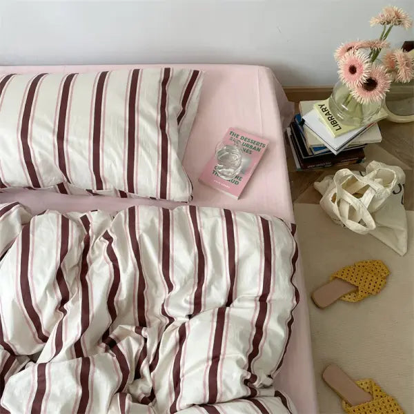 Bed Linen 100% Cotton Duvet Cover Stripe Queen Size 40s Quilt Cover Pillowcase Bedding covers Fashion Home Textile