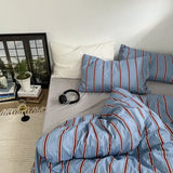 Bed Linen 100% Cotton Duvet Cover Stripe Queen Size 40s Quilt Cover Pillowcase Bedding covers Fashion Home Textile