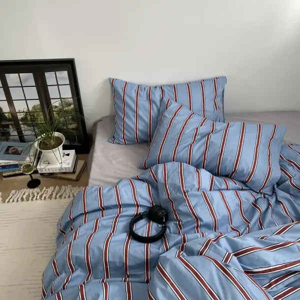 Bed Linen 100% Cotton Duvet Cover Stripe Queen Size 40s Quilt Cover Pillowcase Bedding covers Fashion Home Textile