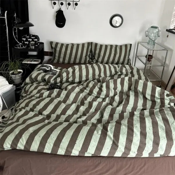 Bed Linen 100% Cotton Duvet Cover Stripe Queen Size 40s Quilt Cover Pillowcase Bedding covers Fashion Home Textile