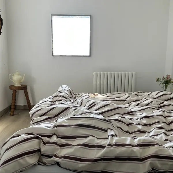 Bed Linen 100% Cotton Duvet Cover Stripe Queen Size 40s Quilt Cover Pillowcase Bedding covers Fashion Home Textile