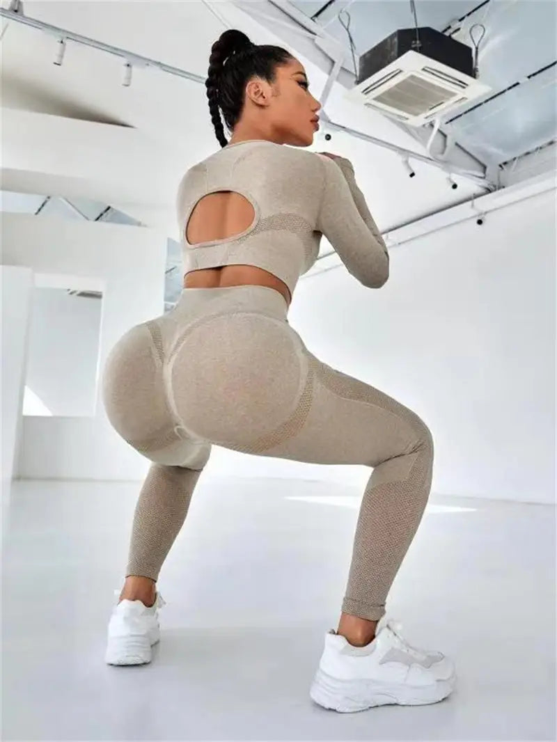 Sports Set - Stylish 2-Piece Fitness Outfit with Butt-Lifting Leggings