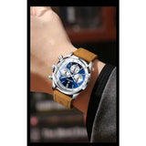 Binbond Chronograph Quartz Watch Alloy Case Luminous Hands Casual Style