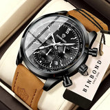 Binbond Chronograph Quartz Watch Alloy Case Luminous Hands Casual Style - 5