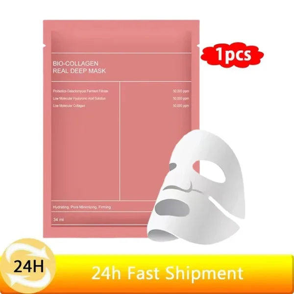 Bio-Collagen Real Deep Mask Anti-Wrinkle Lifting Face Mask With Hydrolyzed Collagen Collagen Reverse Film Volume Peel