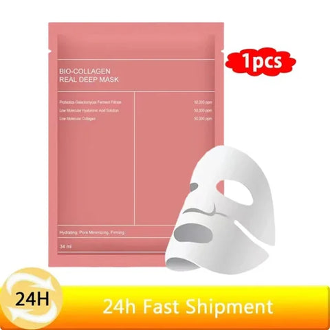 Bio-Collagen Real Deep Mask Anti-Wrinkle Lifting Face Mask With Hydrolyzed Collagen Collagen Reverse Film Volume Peel