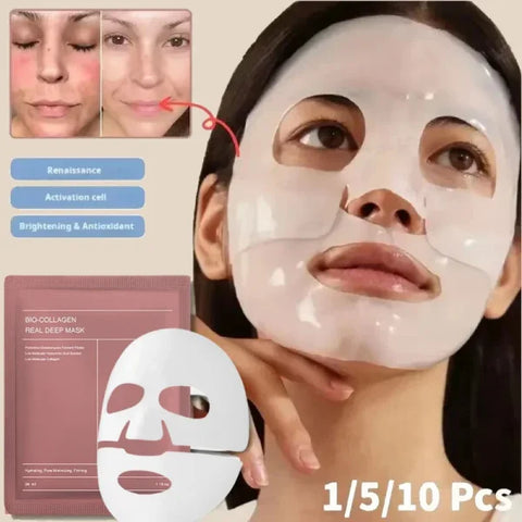 Bio-Collagen Real Deep Mask Anti-Wrinkle Lifting Face Mask With Hydrolyzed Collagen Collagen Reverse Film Volume Peel