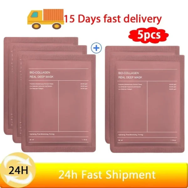 Bio-Collagen Real Deep Mask Anti-Wrinkle Lifting Face Mask With Hydrolyzed Collagen Collagen Reverse Film Volume Peel