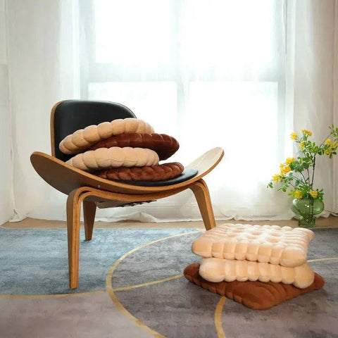 Biscuit-Shaped Plush Cushion: Soft and Creative Chair Seat Pad