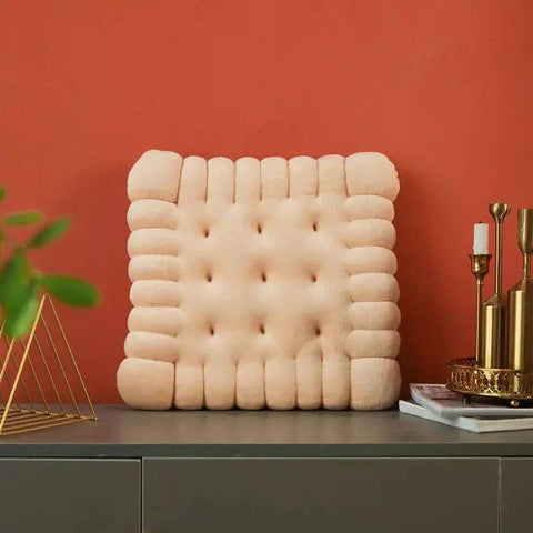 Biscuit-Shaped Plush Cushion: Soft and Creative Chair Seat Pad - Beige square / 42x42cm