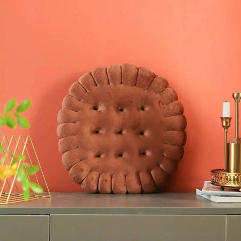 Biscuit-Shaped Plush Cushion: Soft and Creative Chair Seat Pad - Coffee round / 42x42cm