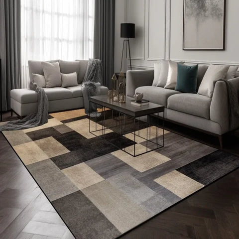 Black Brown Geometry Carpet - Modern Plaid Rug for Living Room & Lounge - XD21 Flannel-7 / custom contact