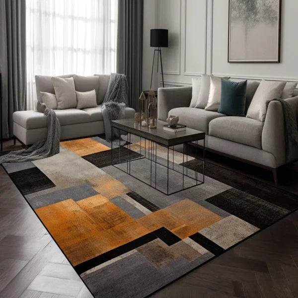 Black Brown Geometry Carpet - Modern Plaid Rug for Living Room & Lounge - XD21 Flannel-4 / 120x160cm 47x63in