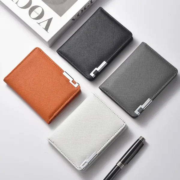 Black Faux Leather Small Slim Business-Style Wallet - Multiple Card Slots Credit Card and Driver’s License Holder