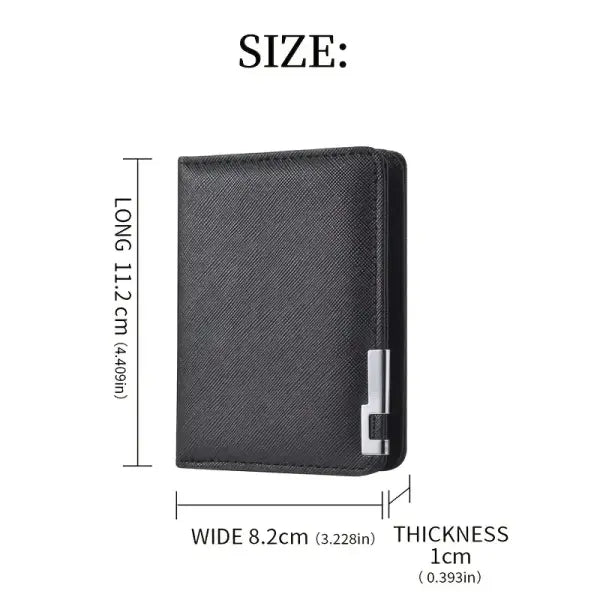 Black Faux Leather Small Slim Business-Style Wallet - Multiple Card Slots Credit Card and Driver’s License Holder