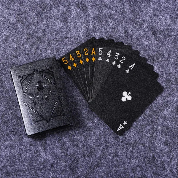 Black Gold Waterproof Playing Cards – Luxury Poker Set for Games & Magic - Light Gray
