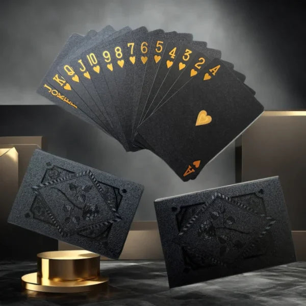 Black Gold Waterproof Playing Cards – Luxury Poker Set for Games & Magic - Light Gray