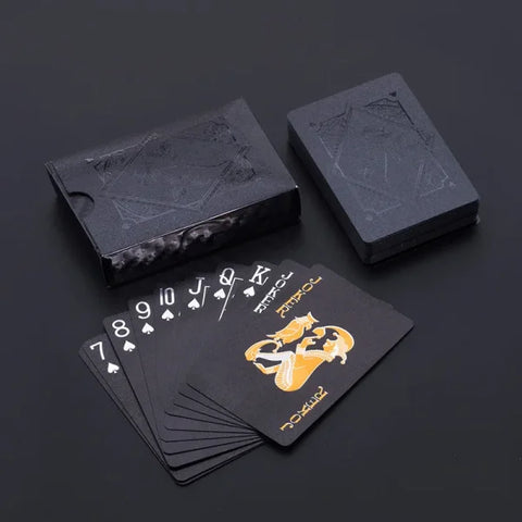 Black Gold Waterproof Playing Cards – Luxury Poker Set for Games & Magic - Light Gray
