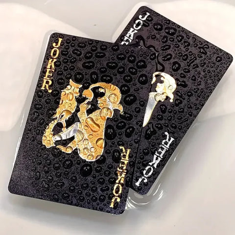 Black Gold Waterproof Playing Cards – Luxury Poker Set for Games & Magic - Light Gray
