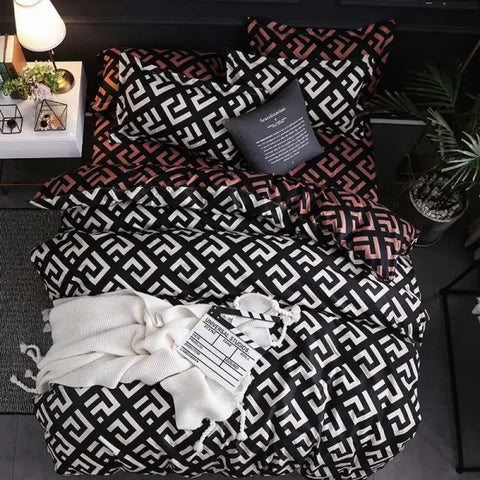 Black Marble Sanding Bedding Set - 2/3 Piece Duvet Cover Set - 11 / set / Queen|CN