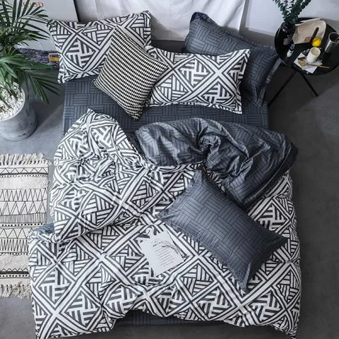 Black Marble Sanding Bedding Set - 2/3 Piece Duvet Cover Set - 12 / set / Queen|CN