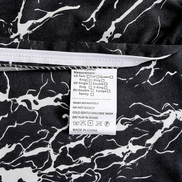 Black Marble Sanding Bedding Set - 2/3 Piece Duvet Cover Set