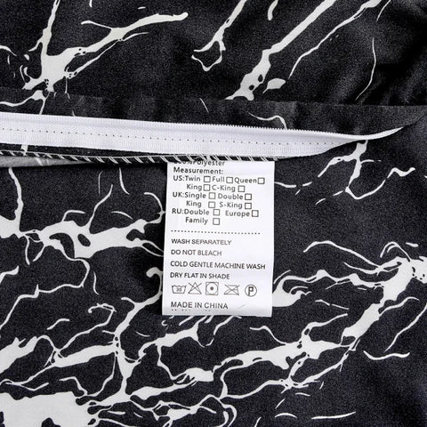 Black Marble Sanding Bedding Set - 2/3 Piece Duvet Cover Set