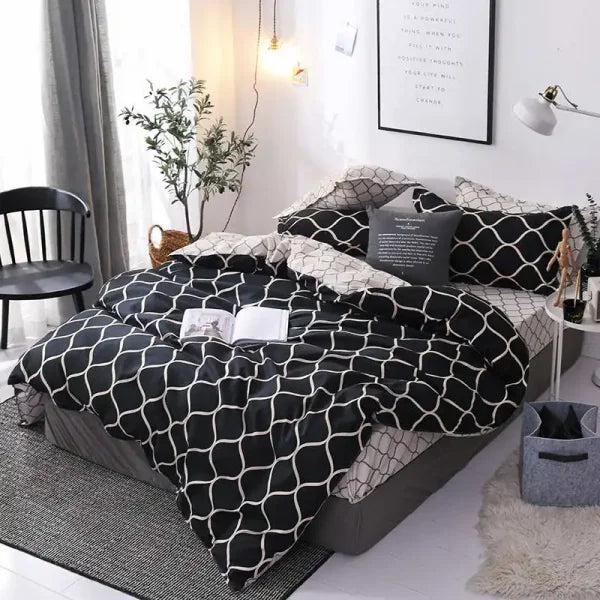 Black Marble Sanding Bedding Set - 2/3 Piece Duvet Cover Set - 13 / set / Twin|CN