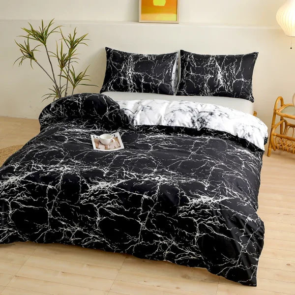 Black Marble Sanding Bedding Set - 2/3 Piece Duvet Cover Set - 6 / set / Twin|CN
