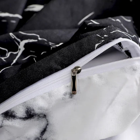 Black Marble Sanding Bedding Set - 2/3 Piece Duvet Cover Set