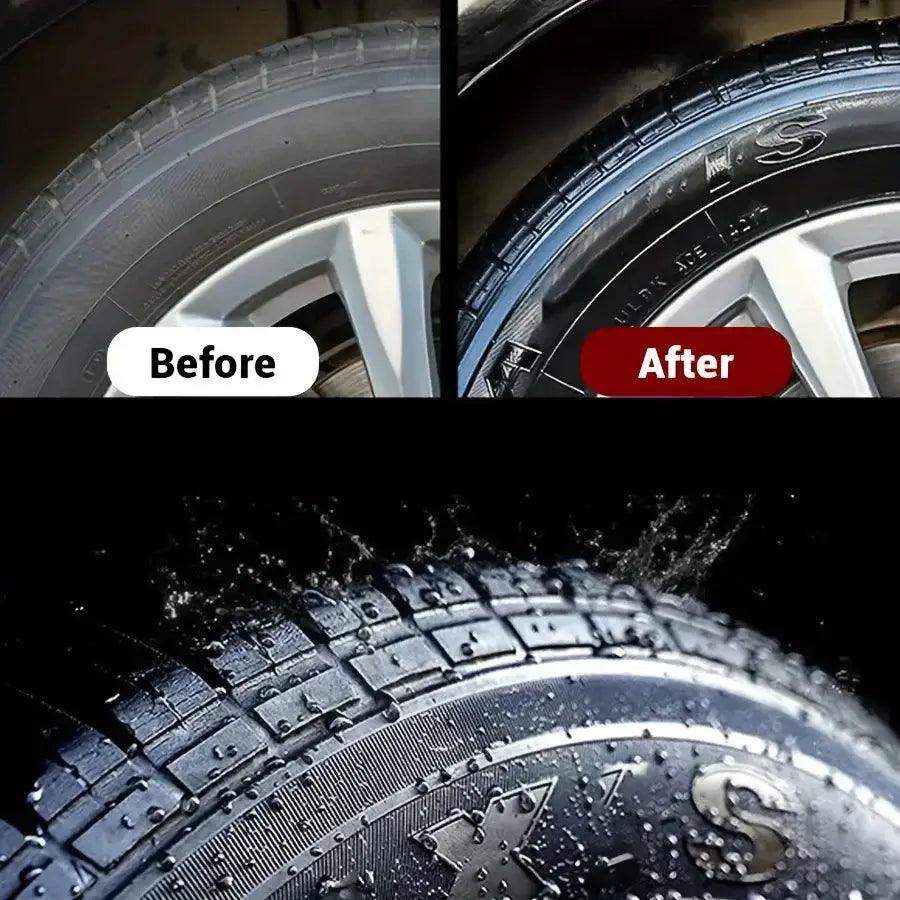 Black Shiny Tire wax - durable long-lasting protection and repair for all kinds of tires - prevents cracks and whitens