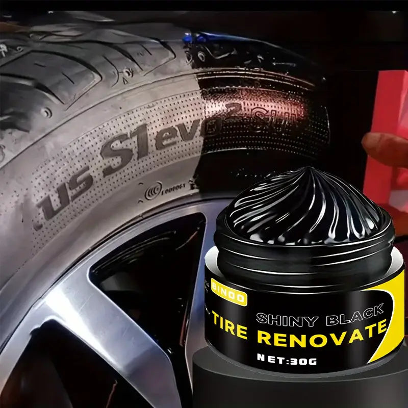 Black Shiny Tire wax - durable long-lasting protection and repair for all kinds of tires - prevents cracks and whitens