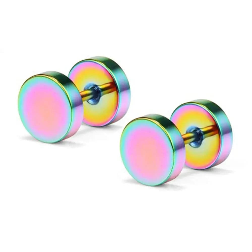 Black Stainless Steel Earrings - Round Stud Punk Fashion Jewelry - Colorful / 2mm