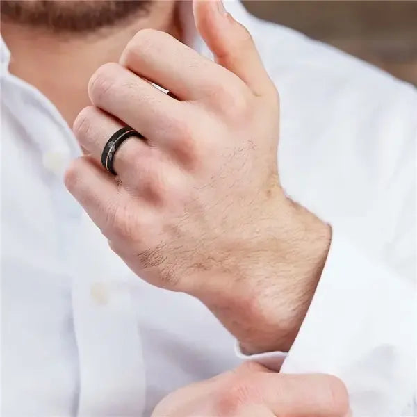 Black Tungsten Rings Rose Gold Groove Hammered Wedding Band Comfort Fit